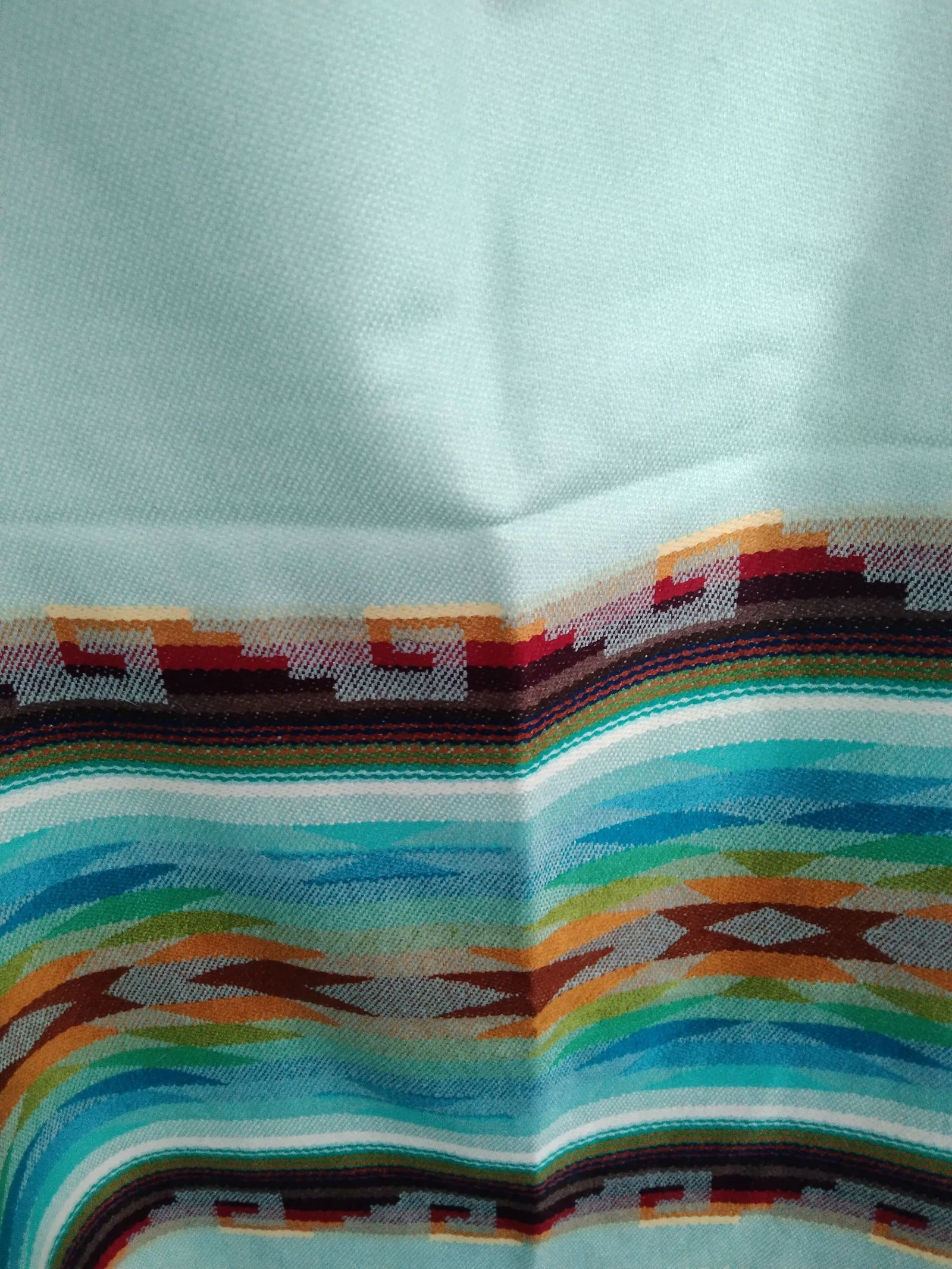 Cachecol azul com franjas e design étnico – photo 4